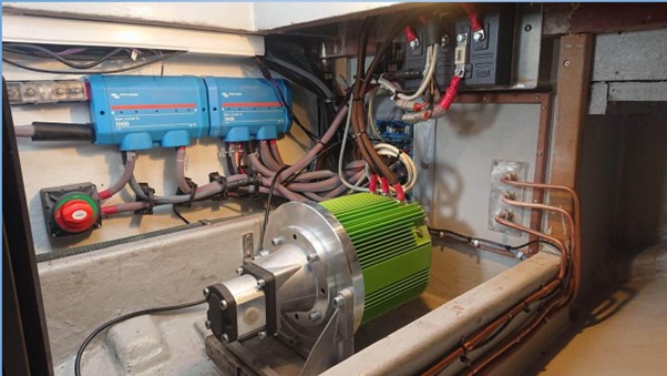 Electric kit installed inside the vessel hull.
